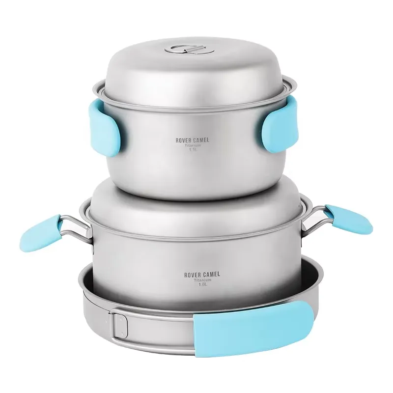 Camping Cooking Accessories Set - Reines Titan-Topfset für Camping Outdoor-Reisezubehör Kochtopf