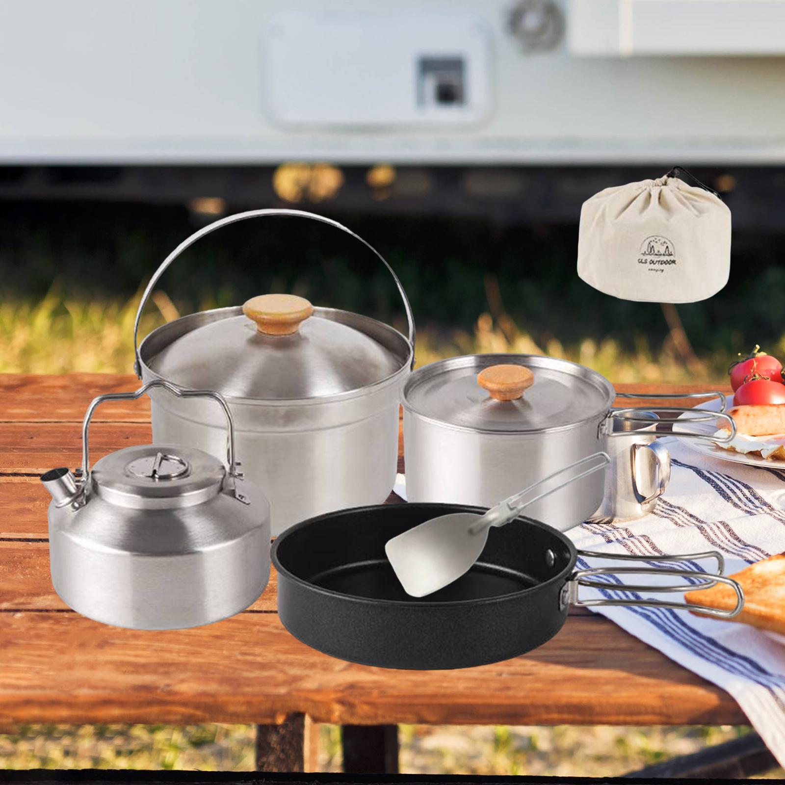 Campfire Cooking - Camping-Kochgeschirr, Kochzubehör, tragbare Antihaft-Bratpfanne, Teekanne, Wasserkocher,
