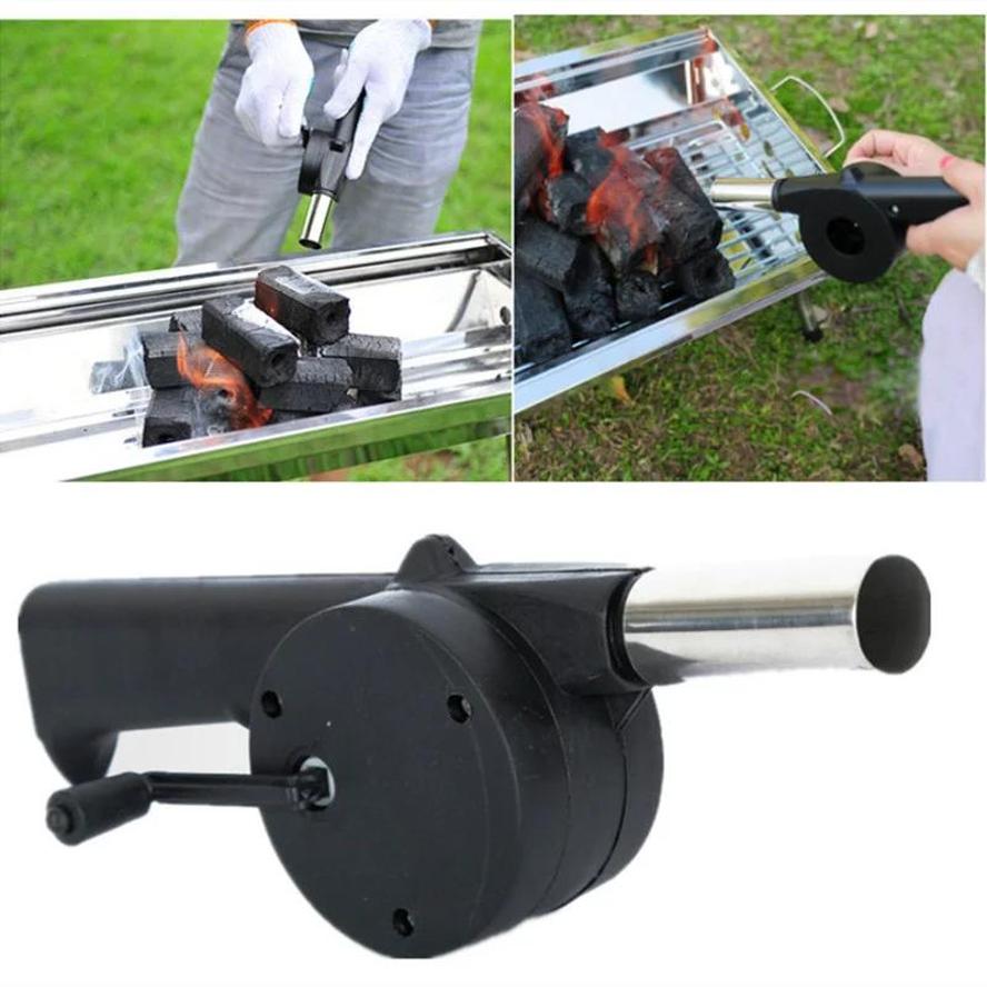 Camping Cooking Accessories Set - Manueller Handkurbel-Grillventilator, tragbares Feuerblasgerät für Grill,