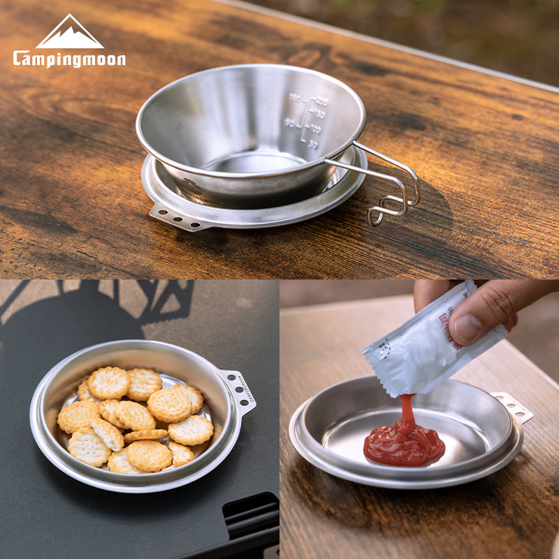 Camping Cooking Frying Pan - CAMPINGMOON S-SD Verdickte Edelstahl-Bratpfanne Tiefe Schneeschalen-Abdeckung