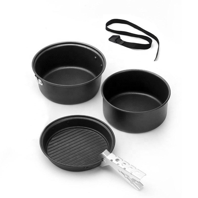 Camping Cooking Mess Kit - Outdoor-Camping-Kochgeschirr aus Aluminium, zusammenklappbares Kochset, Camping-Teekanne