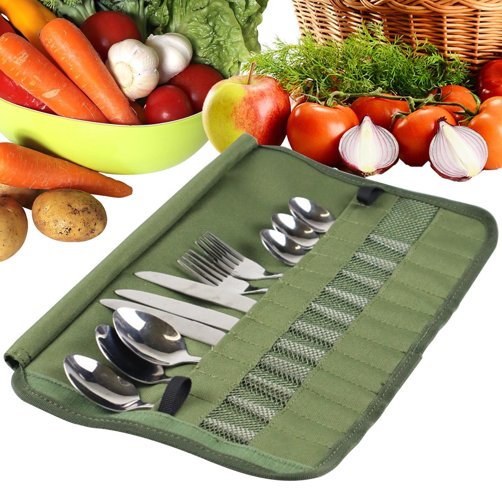 Camping Cooking Utensil Holder - Camping-Bestecktasche, Küchenutensilien-Set, Reise-Organizer, Multifunktionale Bestecktasche für