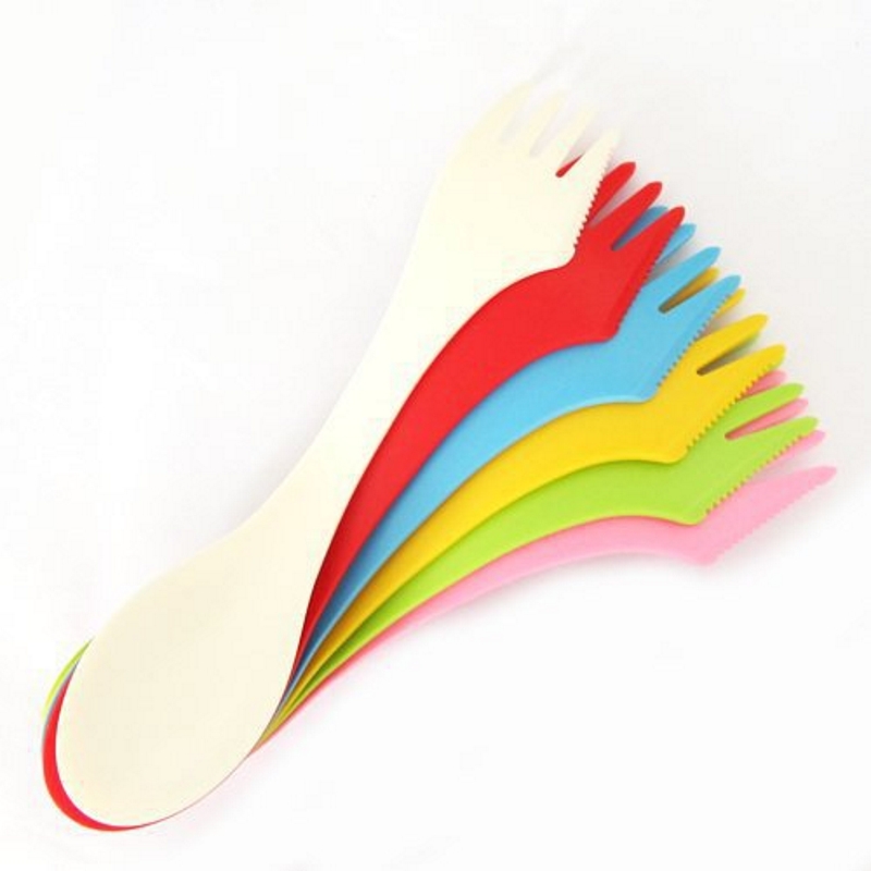 Camping Cooking Cutlery Set - 6-teiliges 3-in-1-Camp-Utensilien-Set – hitzebeständiger Löffel, Gabel,