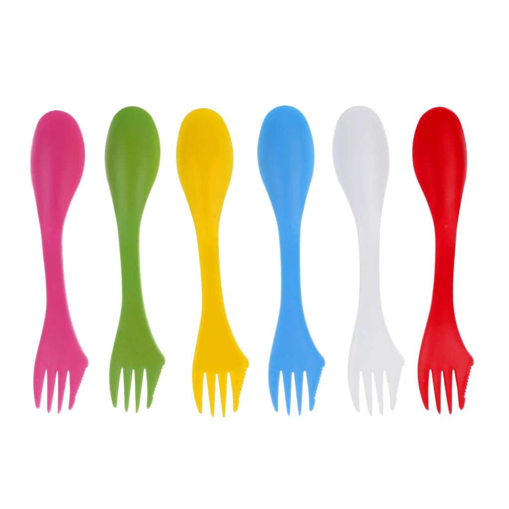 Camping Cooking And Eating Set - MagiDeal 6-teiliges Set Camping-Besteck, Spork Combo,