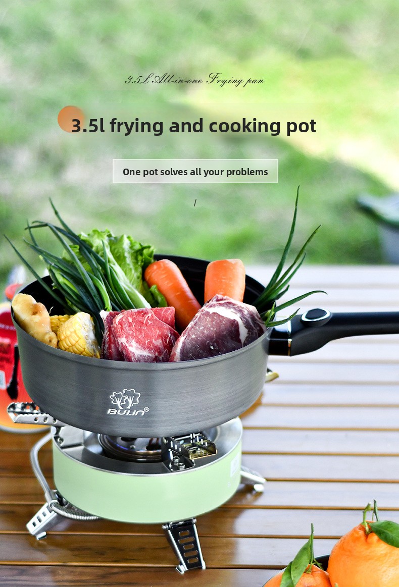 Camping Cooking Frying Pan - 2026Bulin Antihaftpfanne Outdoor Antihaft-Wok Abnehmbarer Griff
