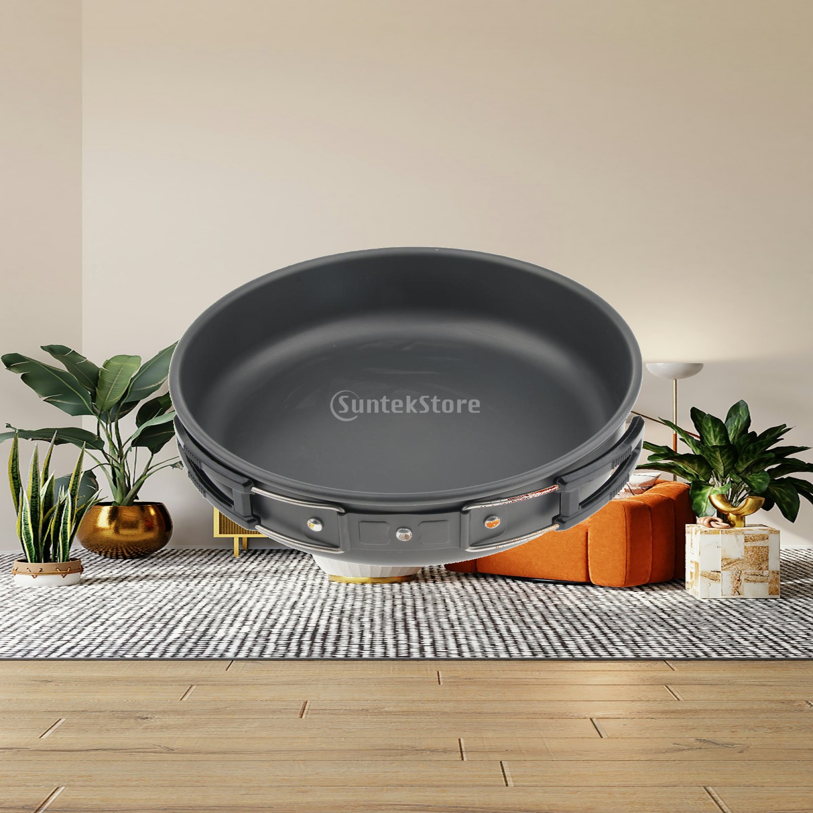Camping Cooking Frying Pan - Backpacking-Bratpfanne aus Aluminium, antihaftbeschichtet, mit Deckel,