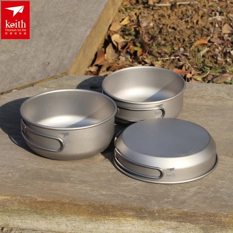 Camping Cooking Griddle - Keith 3pcs Titan Kochgeschirr Pfannen Schalen
