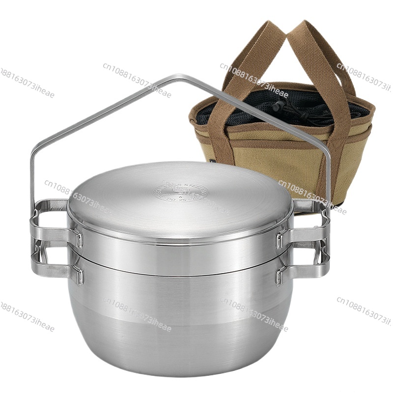 Camping Cooking Frying Pan - DO-25 verdickter Edelstahl-Hängekochtopf für den Außenbereich,