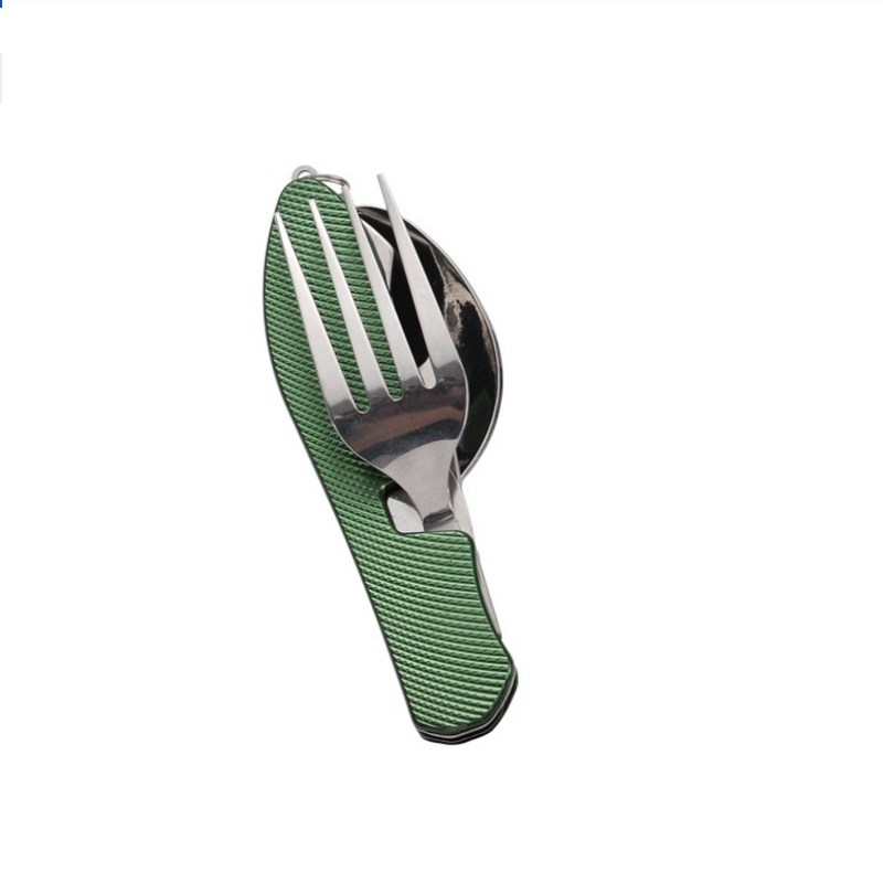 Camping Cooking Cutlery Set - Faltbares Edelstahl-Besteckset, Integriertes Tragbares Messer- und