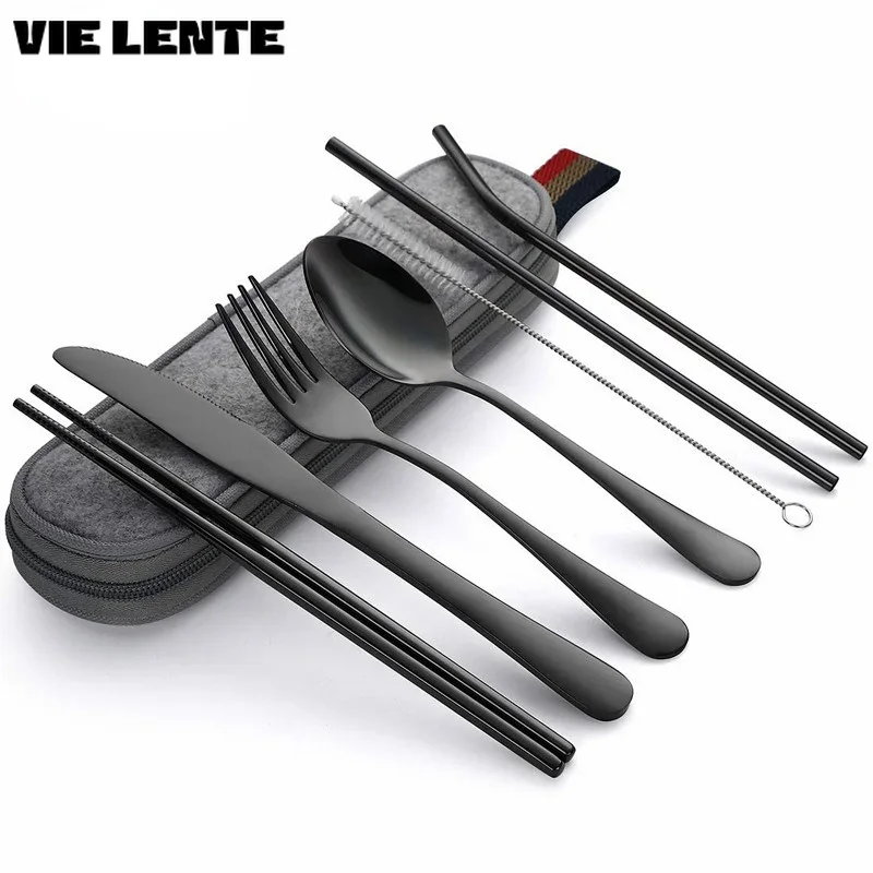 Camping Cooking Cutlery Set - 8 Teile/satz Geschirr Wiederverwendbare Reise Besteck