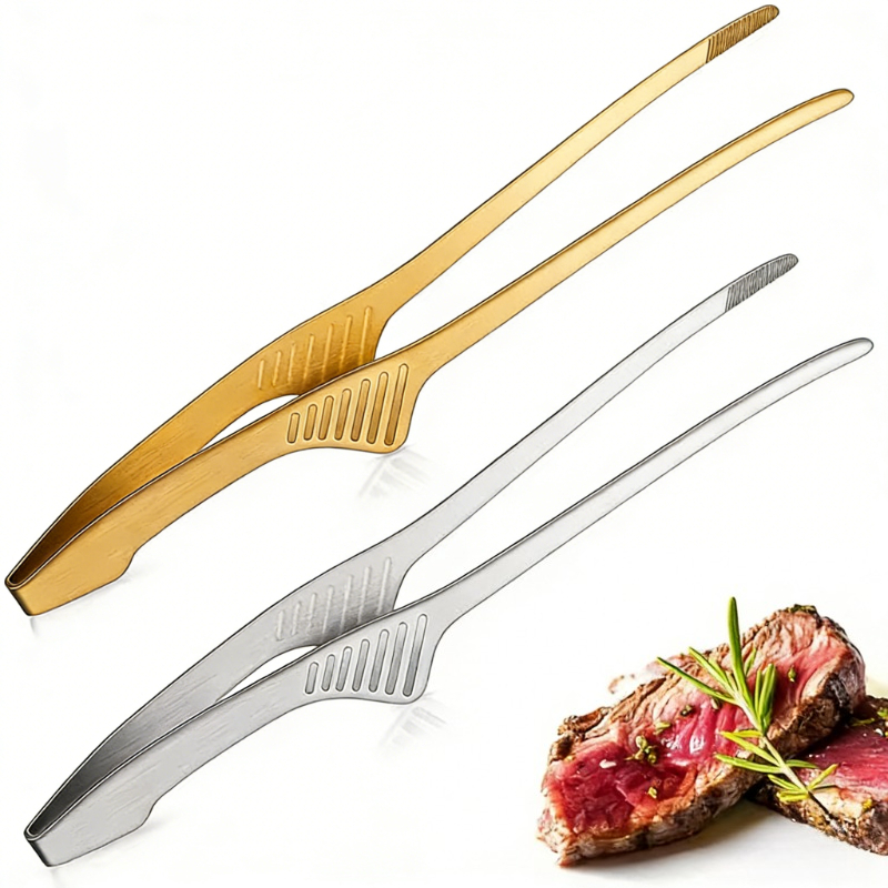 Camping Cooking Accessories Set - 1/2 Stück 24cm Edelstahl-Grillzange Koreanische Barbecue-Steakzange