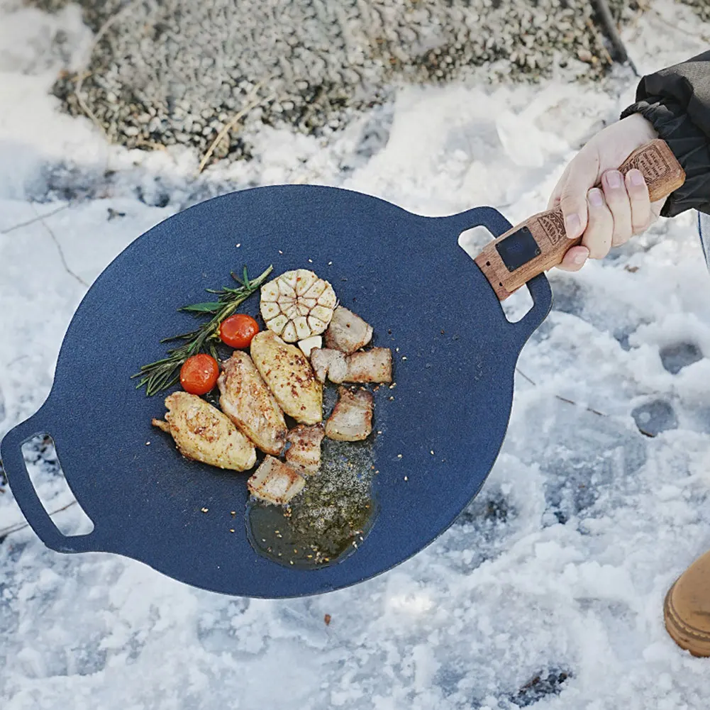 Camping Cooking Set Detachable Handle - 1 Stück Outdoor-Grillpfannengriff aus Naturholz, abnehmbar,