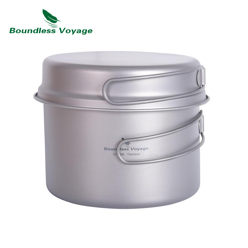 Camping Cooking Mess Kit - Boundless Voyage Titan-Topf und Bratpfanne, Rucksack-Topf