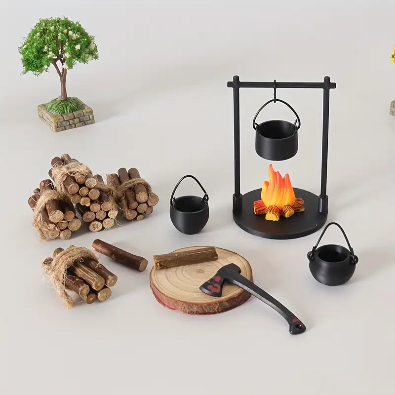 Campfire Cooking - Mini Lagerfeuer Hängen Herd Topf Puppenhaus
