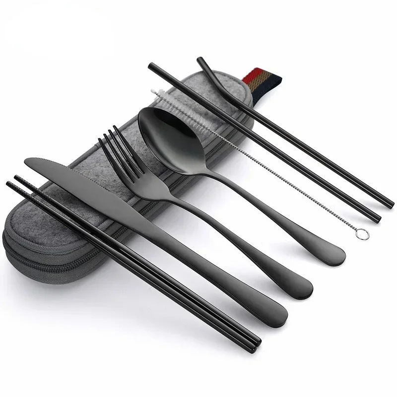 Camping Cooking Cutlery Set - 8 teile/satz Geschirr wieder verwendbare Reise