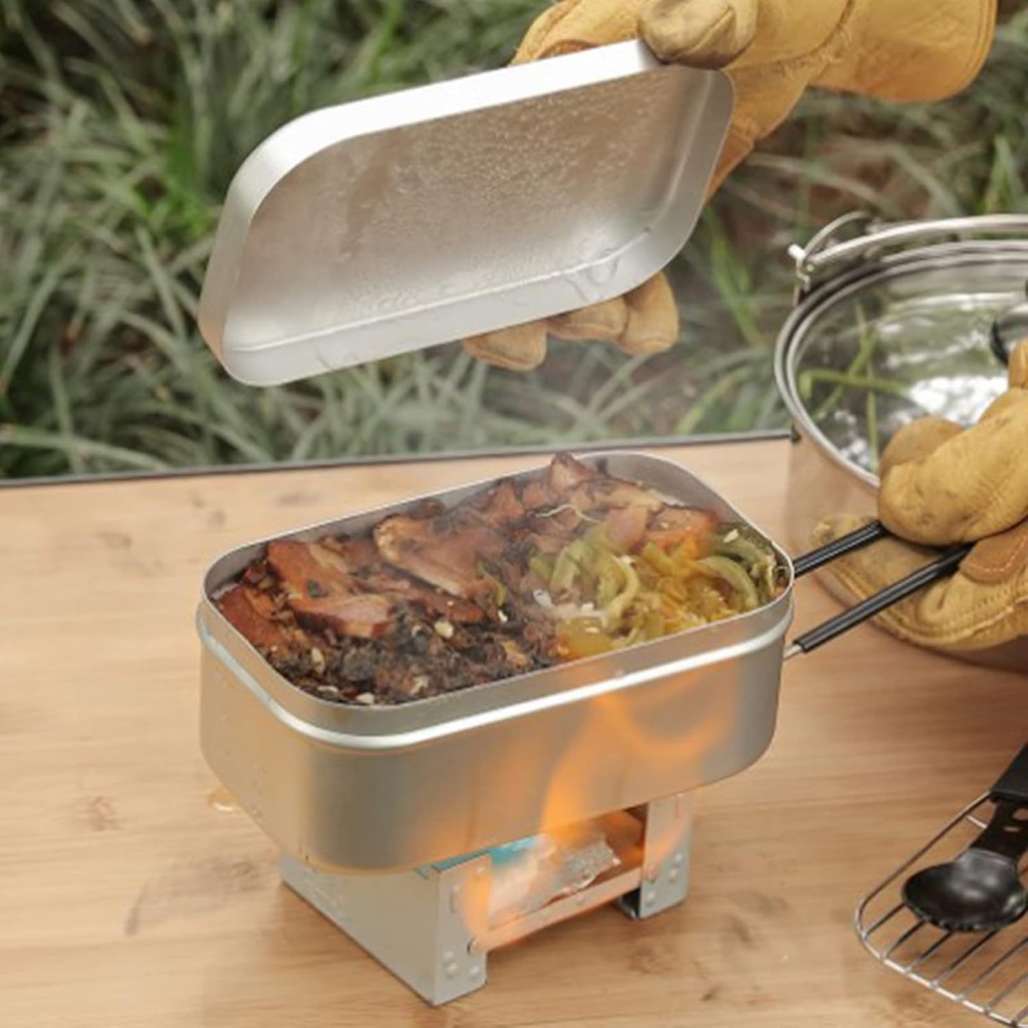 Camping Cooking Pot - Faltbarer Bento-Box-Griff, Lunchbehälter für Erwachsene, Camping-Kochgeschirr