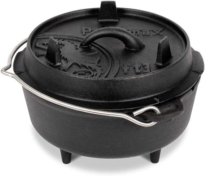 Campfire Cooking - Vorbehandelter Gusseisen-Dutch-Oven mit 3 Beinen für