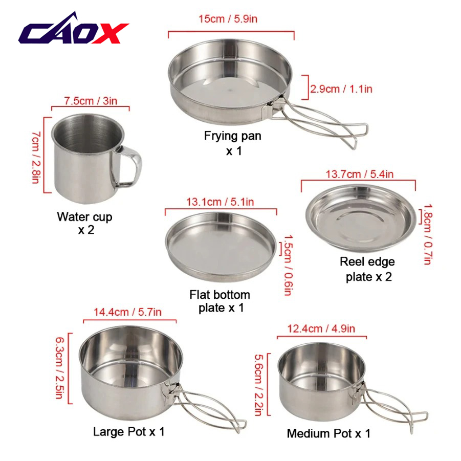 CAOX 8-teiliges Camping-Kochge – Camping Cooking Mess Kit Bewertung und Preis