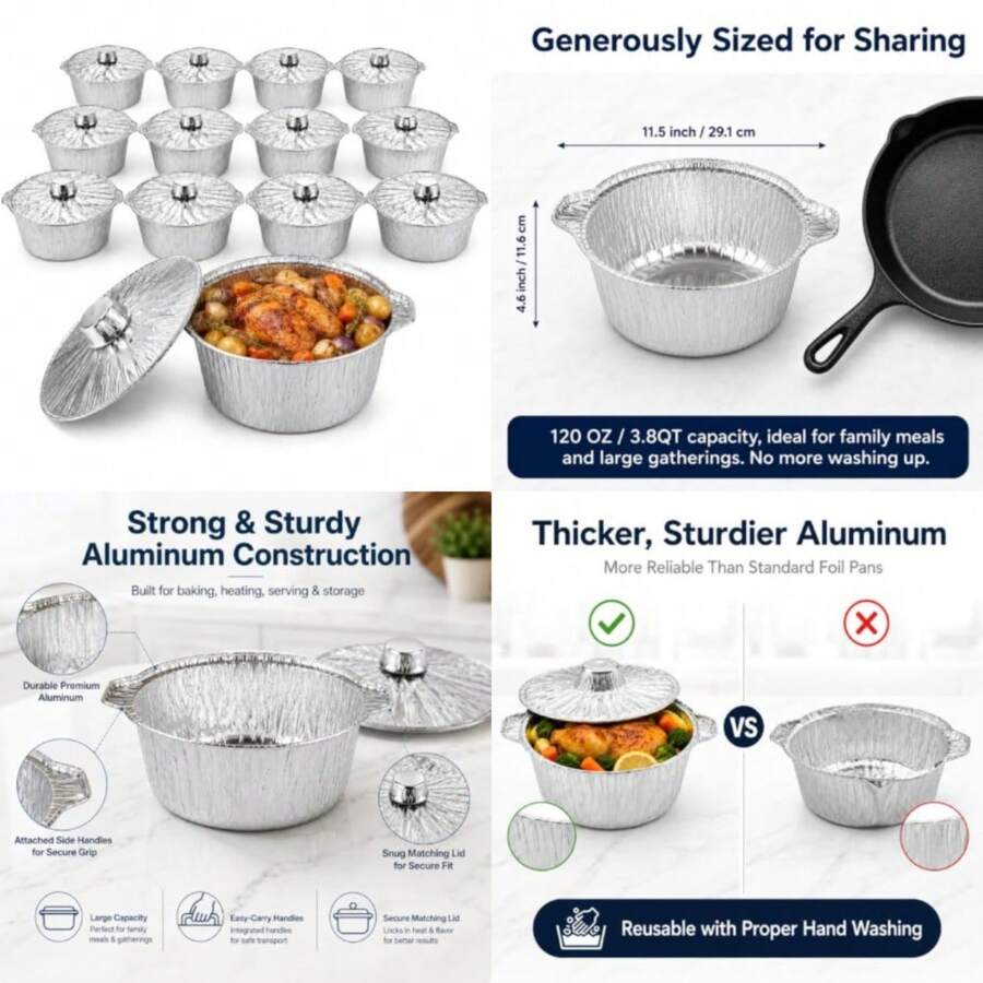 12er-Pack Einweg-Topf mit Deck – Camping Cooking Pot Bewertung und Preis