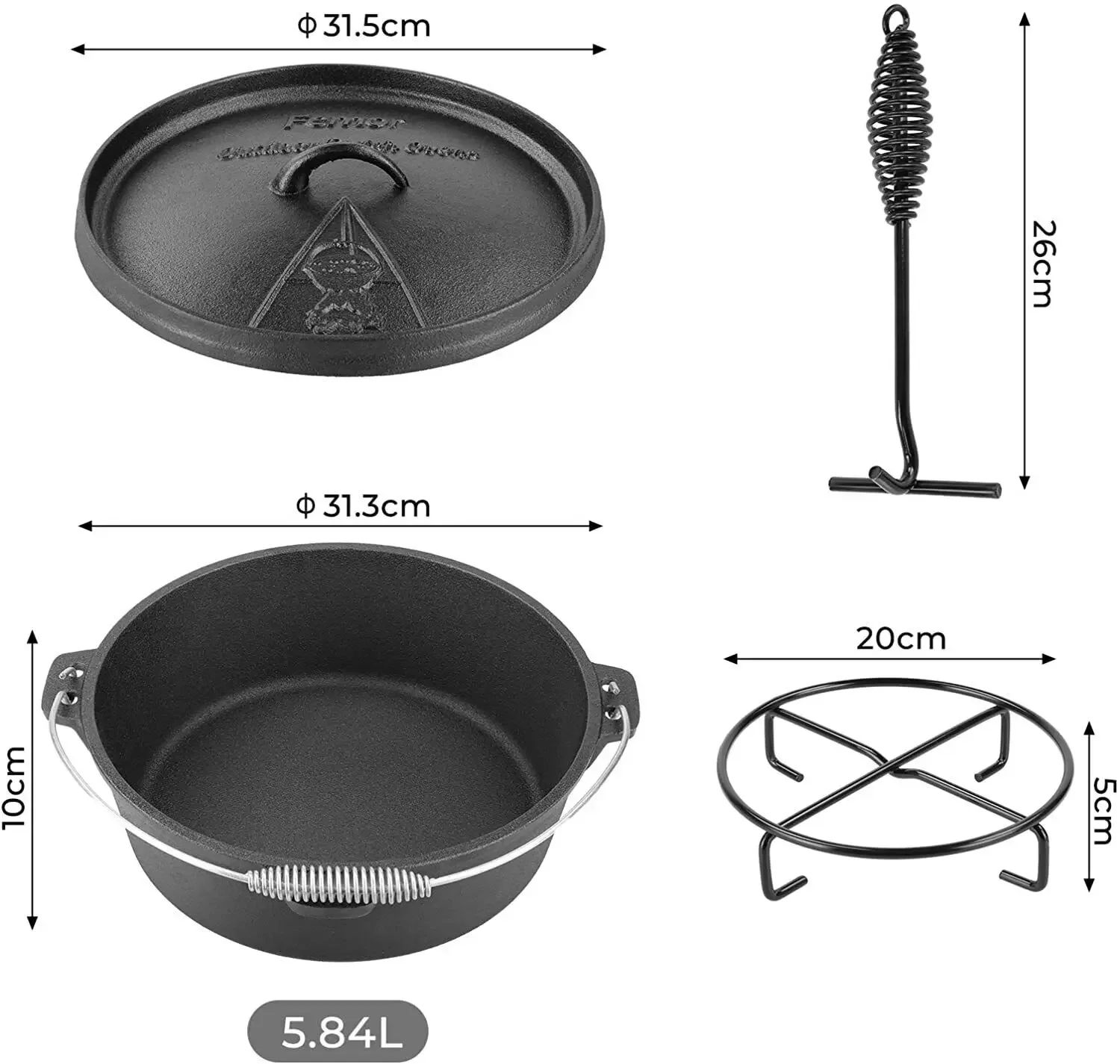 Femor Dutch Oven Gusseisen 5,8 – Camp Dutch Oven Cast Bewertung und Preis